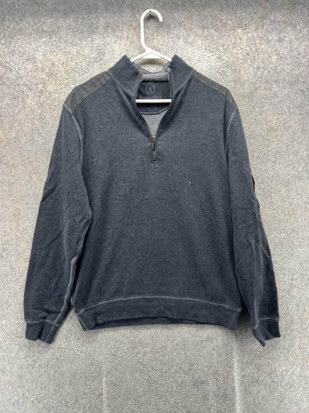 Bugatchi Sweatshirt Mens Small Gray 1/4 Zip Pullover Fleece Mock Neck Tagless